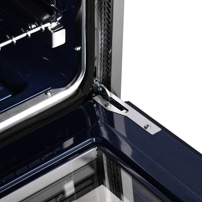 Forno Massimo 30-Inch Freestanding Dual Fuel Range in Black with Antique Brass Accessories, 4 Burners, 4.32 cu. ft. Convection Oven