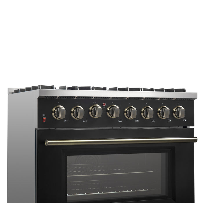 Forno Galiano 36" Freestanding Dual Fuel Range in Black