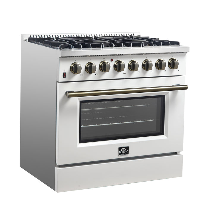 Forno Galiano 36" Freestanding Dual Fuel Range in White