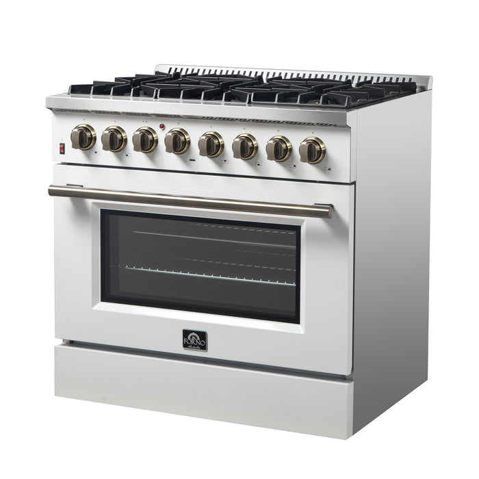 Forno Galiano 36" Freestanding Dual Fuel Range in White