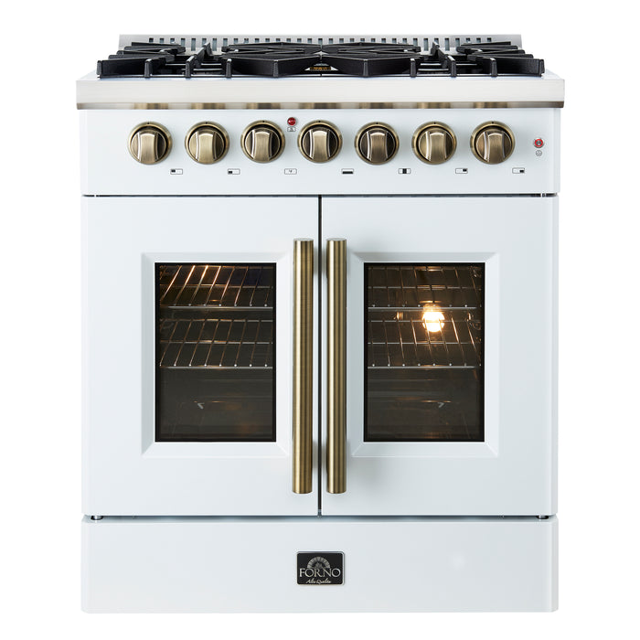 Forno Galiano 30-inch Freestanding French Door Dual Fuel Range White