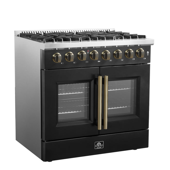 Forno Galiano 36-inch Freestanding French Door Dual Fuel Range Black