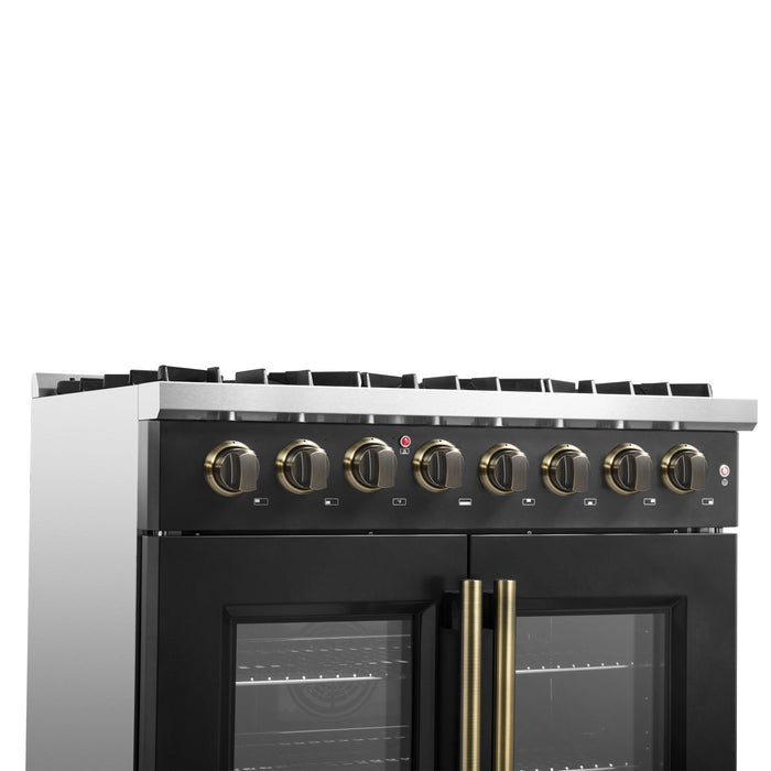 Forno Galiano 36-inch Freestanding French Door Dual Fuel Range Black