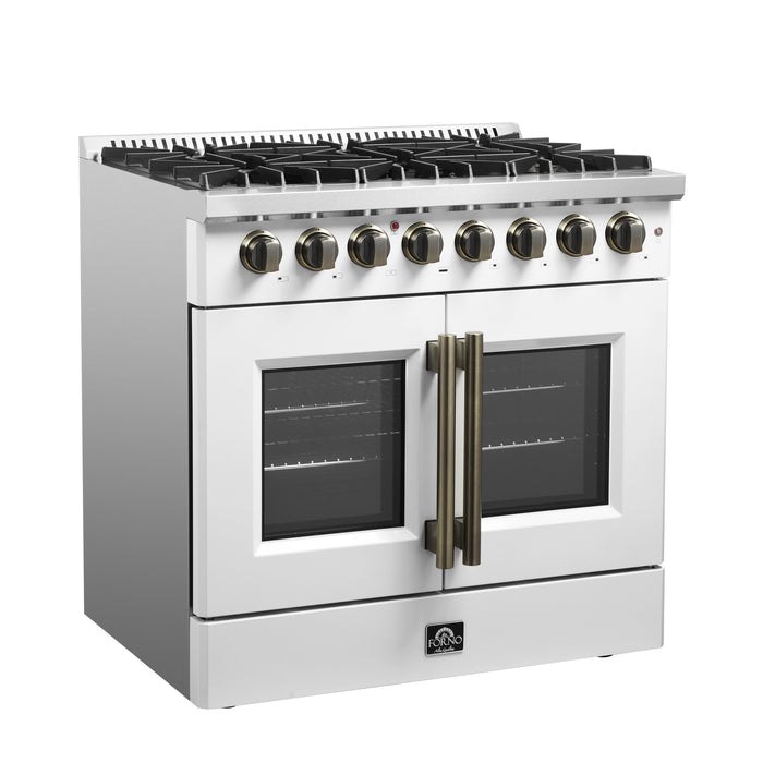 Forno Galiano 36-inch Freestanding French Door Dual Fuel Range White