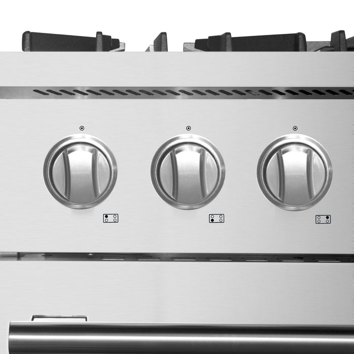 Forno Marco 30-Inch Dual Fuel Range, Stainless Steel, 4 Burners, 37,000 BTU, True Convection Oven, Energy Efficient