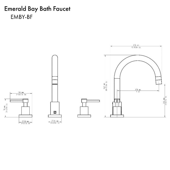 ZLINE Emerald Bay Widespread Bath Faucet in Matte Black (EMBY-BF-MB)