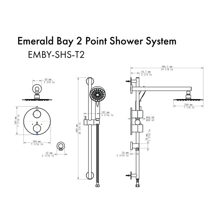 ZLINE Emerald Bay Thermostatic Shower System in Polished Gold, EMBY-SHS-T3-PG