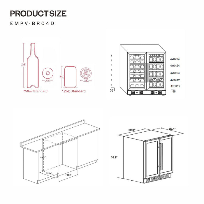 Empava Dual Zone Wine & Beverage Cooler Fridge