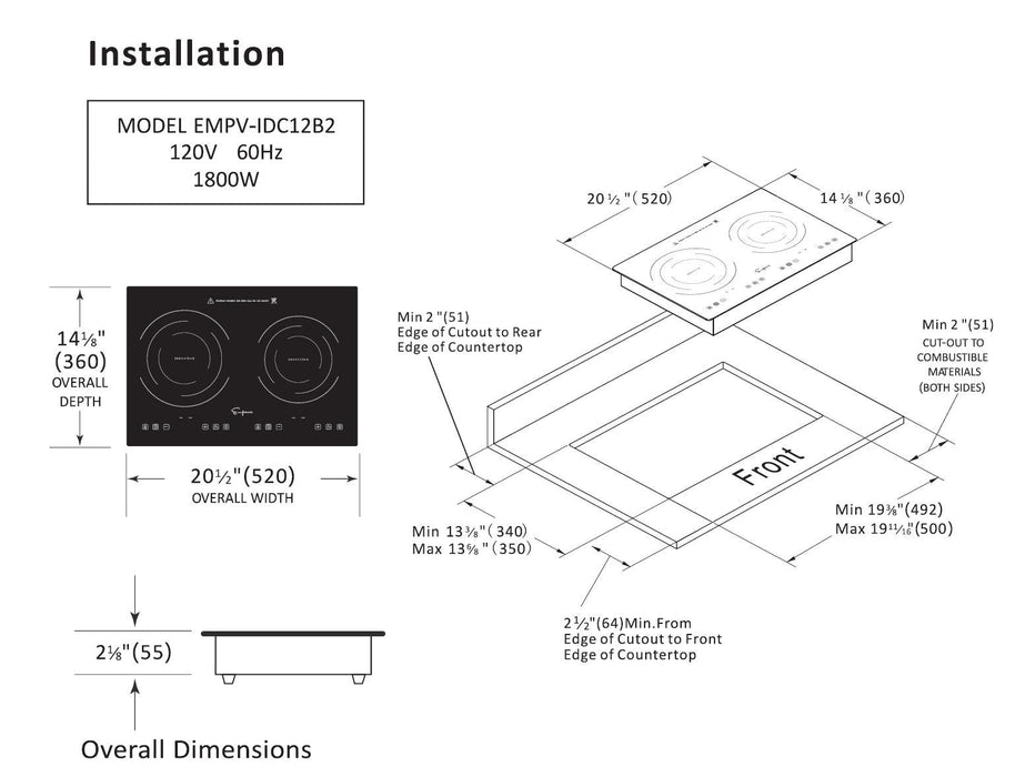 Empava 12 In. Induction Cooktop with 2 burners