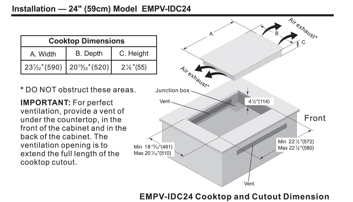 Empava 24 in. W x 20.5 in. D Induction Cooktop