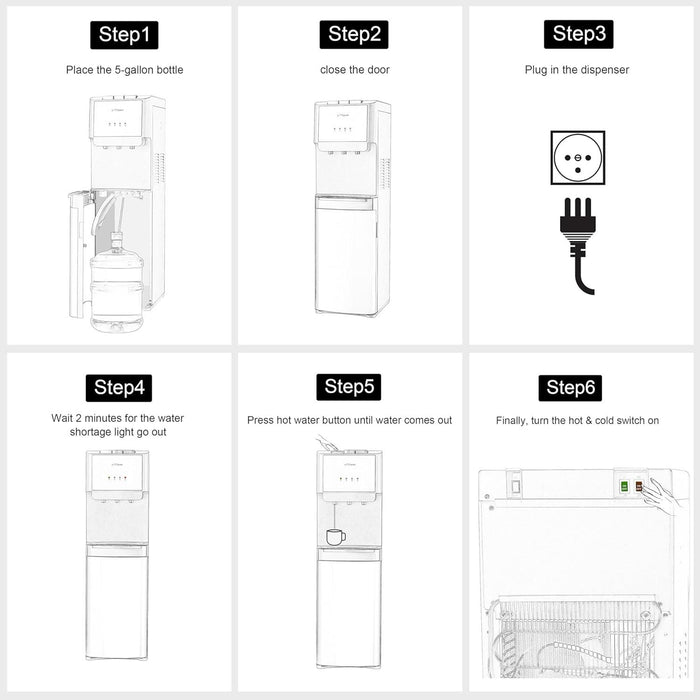 5 Gallon Bottom Loading Water Cooler Dispenser with 3-Temperature, Child Safety Lock, Black