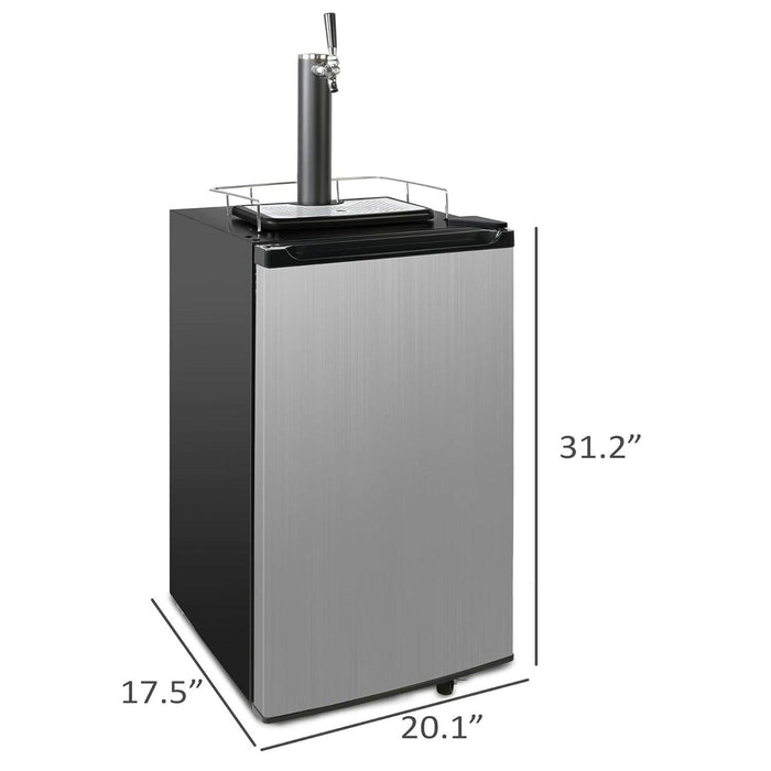 3.4 Cu.Ft Beer Kegerator Beverage Refrigerator with Casters Single Tap Direct Draw Beer Dispenser