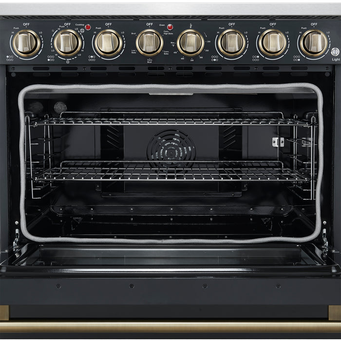 Forno Paolo 36 Inch Black Freestanding Electric Range, Stainless Steel, 5.44 cu.ft, True Convection Oven, Energy Efficient