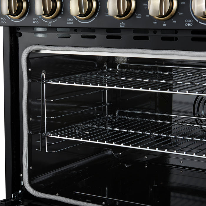 Forno Paolo 36 Inch Black Freestanding Electric Range, Stainless Steel, 5.44 cu.ft, True Convection Oven, Energy Efficient