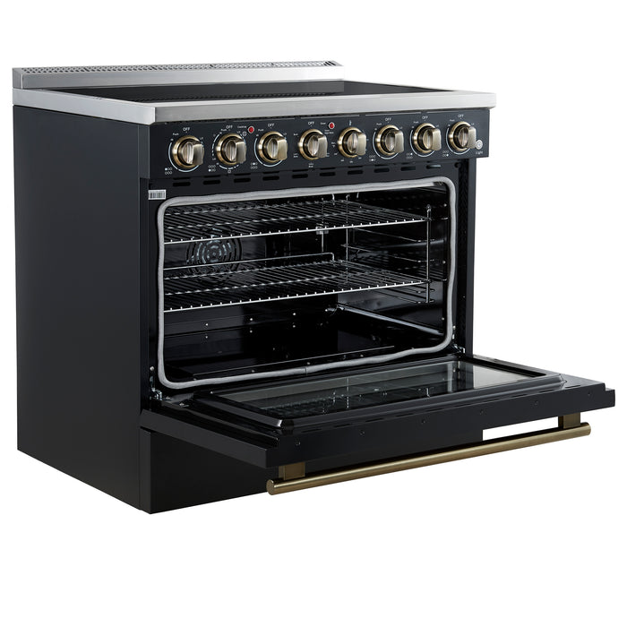 Forno Paolo 36 Inch Black Freestanding Electric Range, Stainless Steel, 5.44 cu.ft, True Convection Oven, Energy Efficient