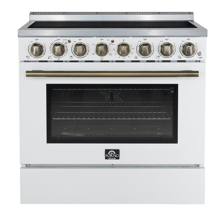 Forno Paolo 36 Inch White Freestanding Electric Range, Stainless Steel, 5.44 cu.ft, True Convection Oven, Energy Efficient