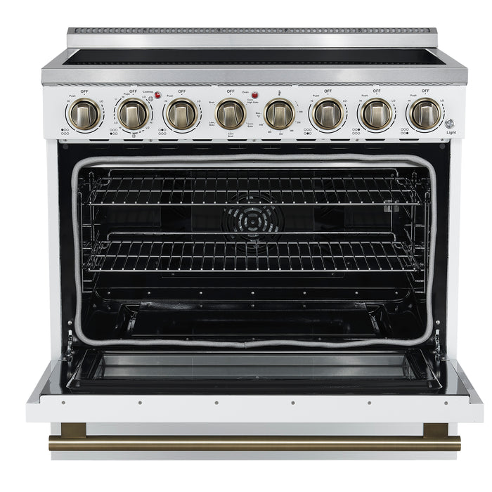 Forno Paolo 36 Inch White Freestanding Electric Range, Stainless Steel, 5.44 cu.ft, True Convection Oven, Energy Efficient