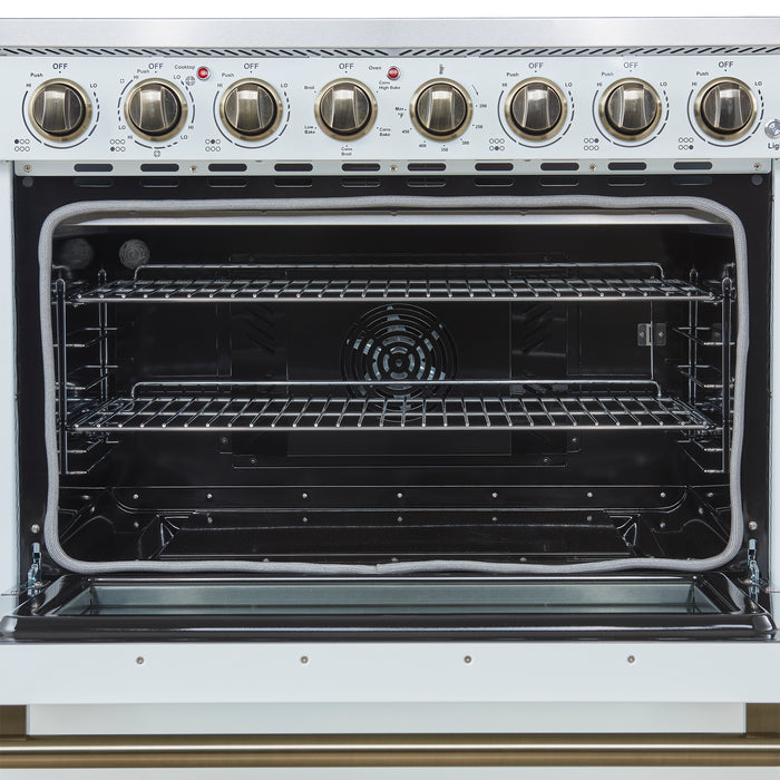 Forno Paolo 36 Inch White Freestanding Electric Range, Stainless Steel, 5.44 cu.ft, True Convection Oven, Energy Efficient