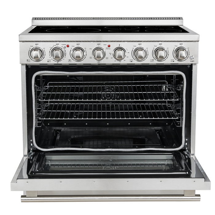 Forno Paolo 36 Inch Freestanding Electric Range, Stainless Steel, 5.44 cu.ft, True Convection Oven, Energy Efficient