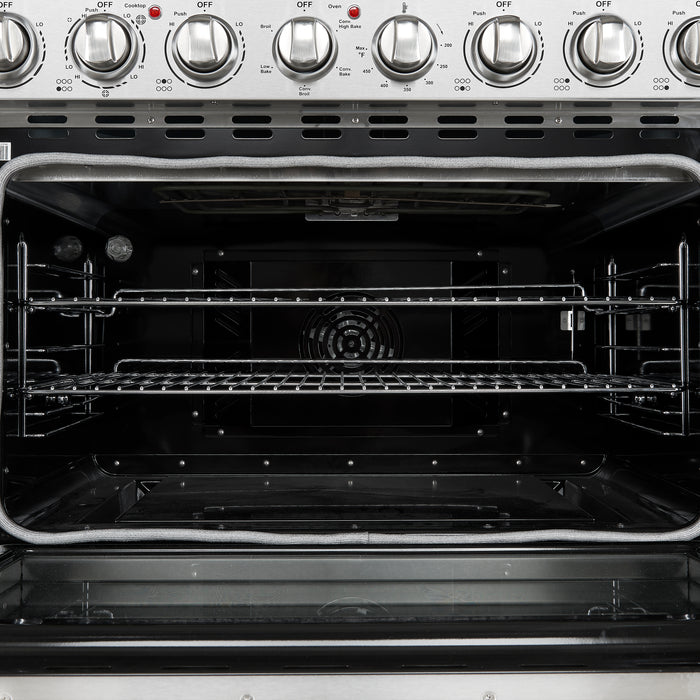Forno Paolo 36 Inch Freestanding Electric Range, Stainless Steel, 5.44 cu.ft, True Convection Oven, Energy Efficient