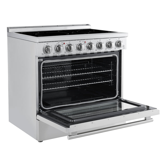 Forno Paolo 36 Inch Freestanding Electric Range, Stainless Steel, 5.44 cu.ft, True Convection Oven, Energy Efficient