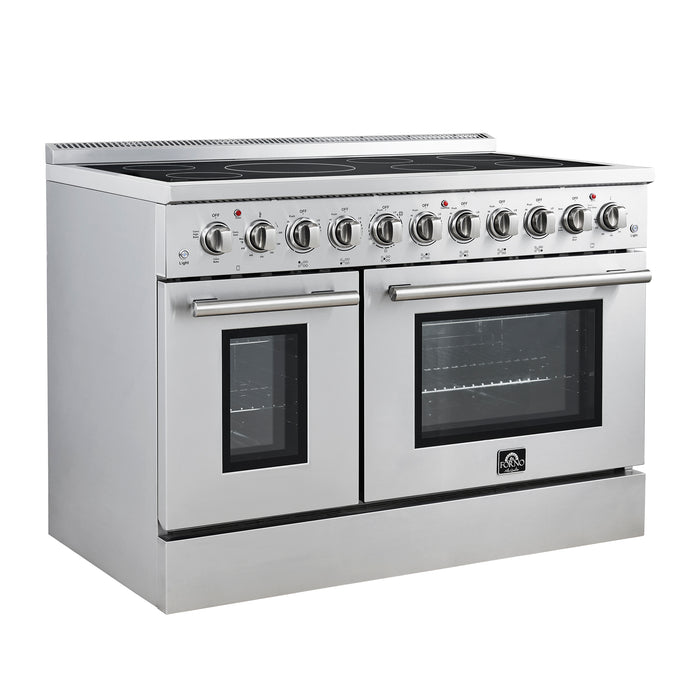 Forno Paolo 48 Inch Freestanding Electric Range, Stainless Steel, 6.7 cu.ft, True Convection Oven, Energy Efficient