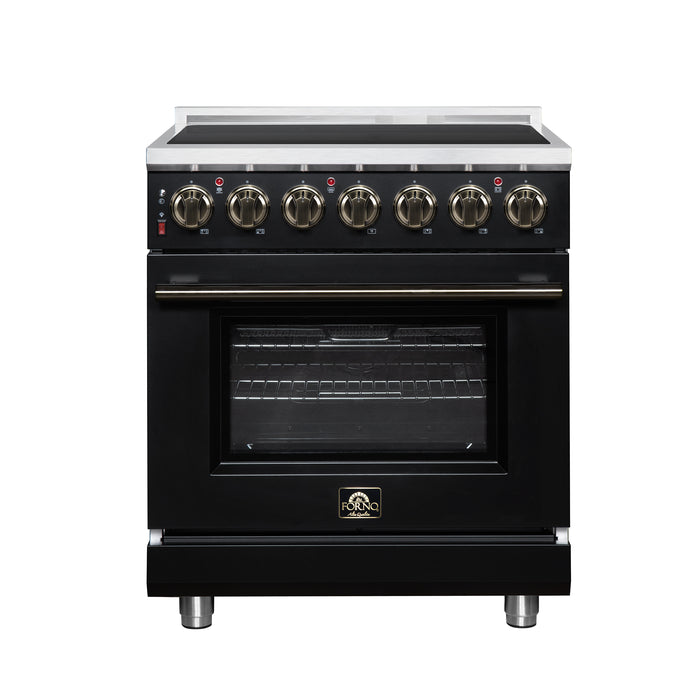 Massimo 30 Inch Freestanding Electric range, 5 radiant burners, 4.32 cf. True Convection oven, Air fryer kit, Black