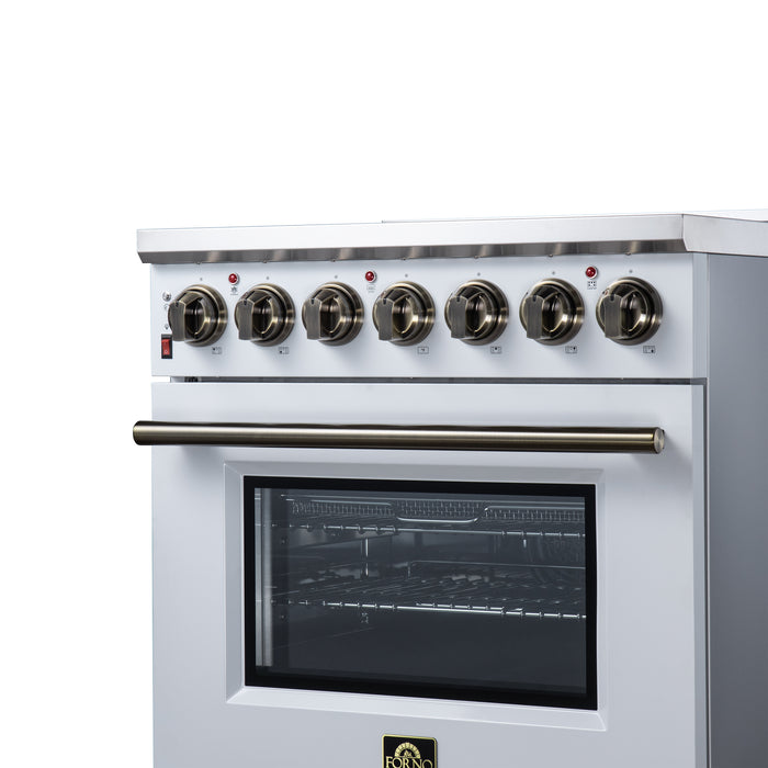 Massimo 30 Inch Freestanding Electric range, 5 radiant burners, 4.32 cf. True Convection oven, Air Fryer Kit, White