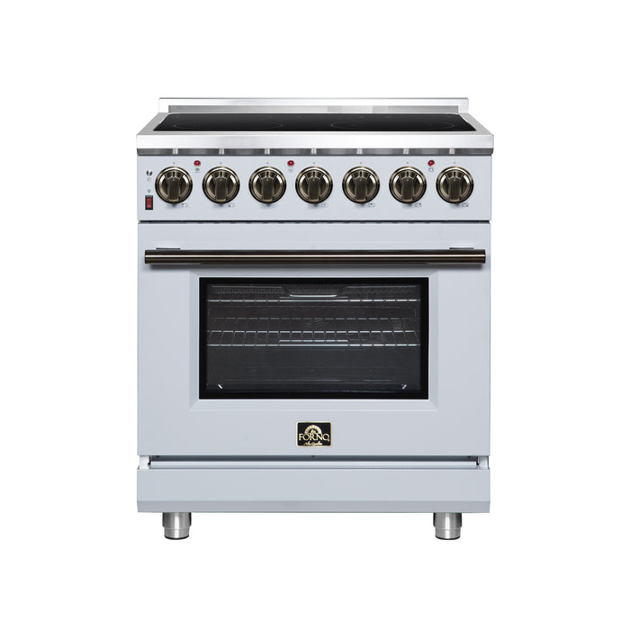 Massimo 30 Inch Freestanding Electric range, 5 radiant burners, 4.32 cf. True Convection oven, Air Fryer Kit, White