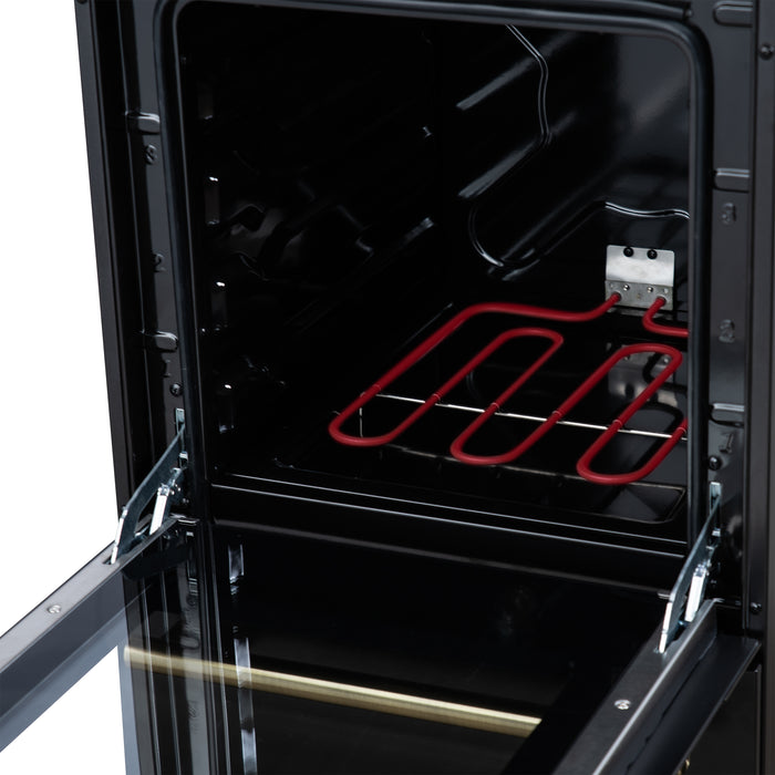 Forno Pallerano 20 Inch Freestanding Electric Range in Black with Antique Brass, Compact Design