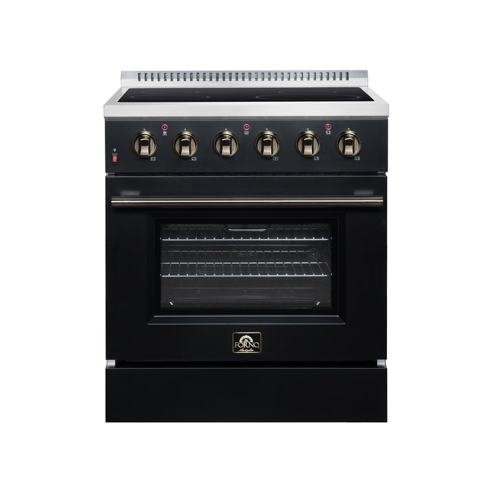 Galiano 30 Inch Freestanding Electric range, 4 radiant burners, 4.32 cf. True Convection oven, Air fryer kit, Black