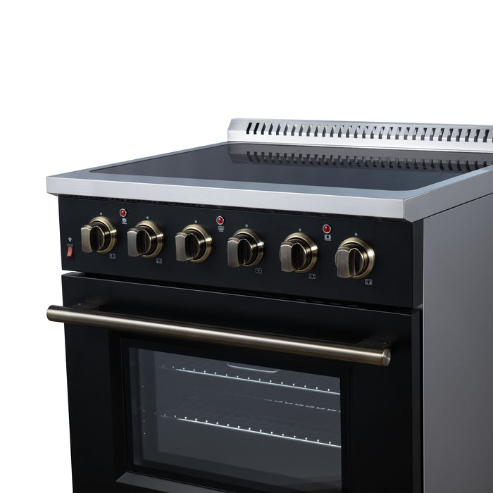 Galiano 30 Inch Freestanding Electric range, 4 radiant burners, 4.32 cf. True Convection oven, Air fryer kit, Black