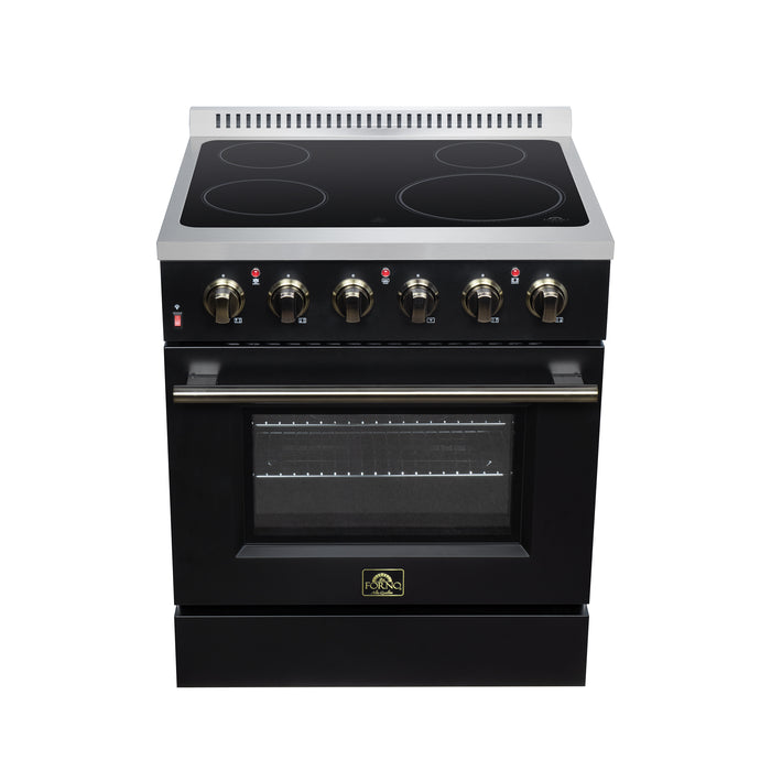 Galiano 30 Inch Freestanding Electric range, 4 radiant burners, 4.32 cf. True Convection oven, Air fryer kit, Black