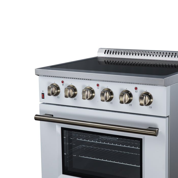 Galiano 30 Inch Freestanding Electric range, 4 radiant burners, 4.32 cf. True Convection oven, Air fryer kit, White