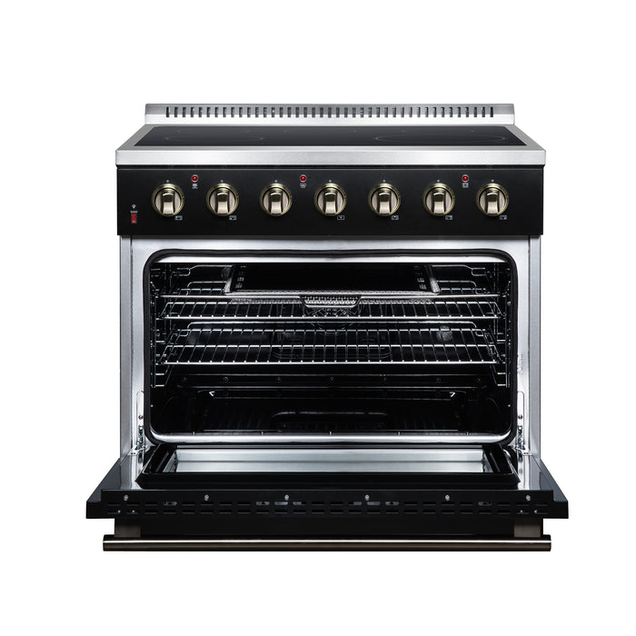 Galiano 36 Inch Freestanding Electric range, 5 radiant burners, 5.36 cf. True Convection oven, Air fryer kit, Black