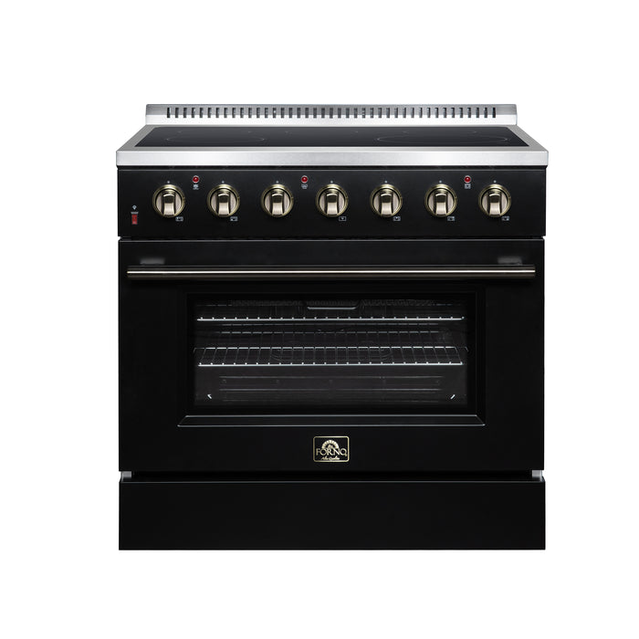 Galiano 36 Inch Freestanding Electric range, 5 radiant burners, 5.36 cf. True Convection oven, Air fryer kit, Black