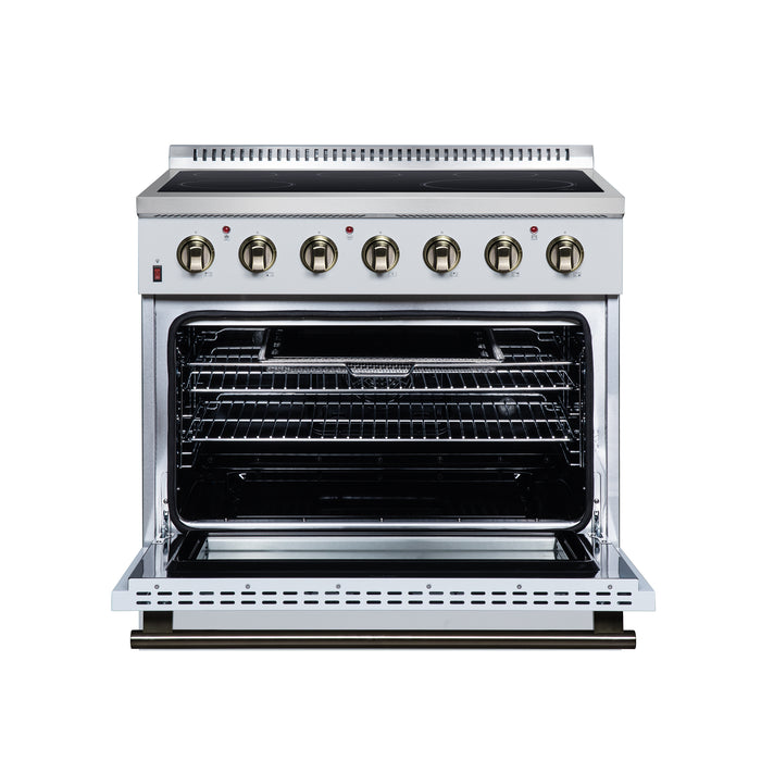 Galiano 36 Inch Freestanding Electric range, 5 radiant burners, 5.36 cf. True Convection oven, Air fryer kit, White