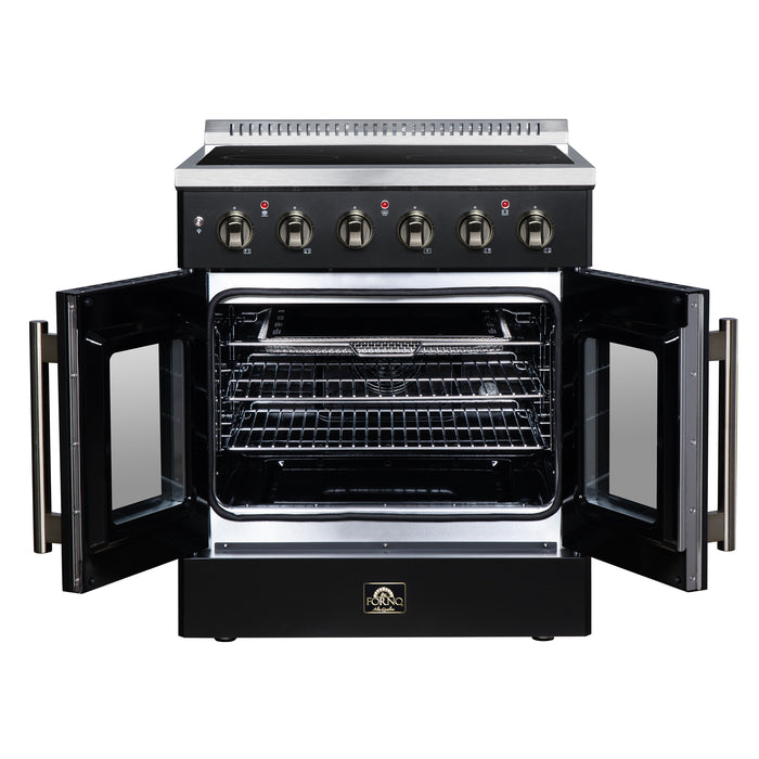 Galiano 30 Inch French Door Electric range, 4 radiant burners, 4.32 cf. True Convection oven, Air fryer kit, Black