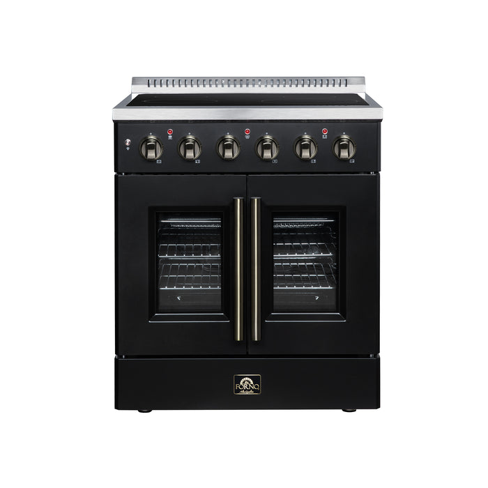 Galiano 30 Inch French Door Electric range, 4 radiant burners, 4.32 cf. True Convection oven, Air fryer kit, Black