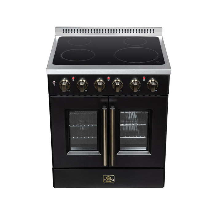 Galiano 30 Inch French Door Electric range, 4 radiant burners, 4.32 cf. True Convection oven, Air fryer kit, Black