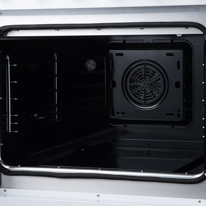 Galiano 30 Inch French Door Electric range, 4 radiant burners, 4.32 cf. True Convection oven, Air fryer kit, White