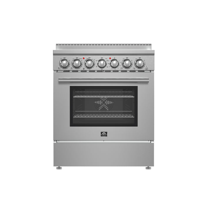 Forno Paolo 30-Inch Freestanding Electric Range, Stainless Steel, 4.38 cu.ft, True Convection Oven, Energy Efficient