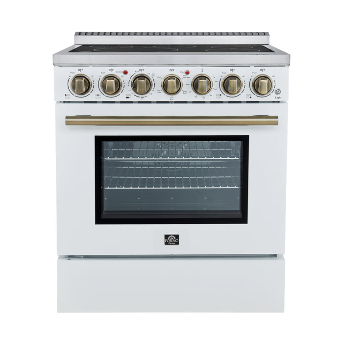 Forno Paolo 30-Inch Freestanding Electric Range, White, 4.38 cu.ft, True Convection Oven, Energy Efficient