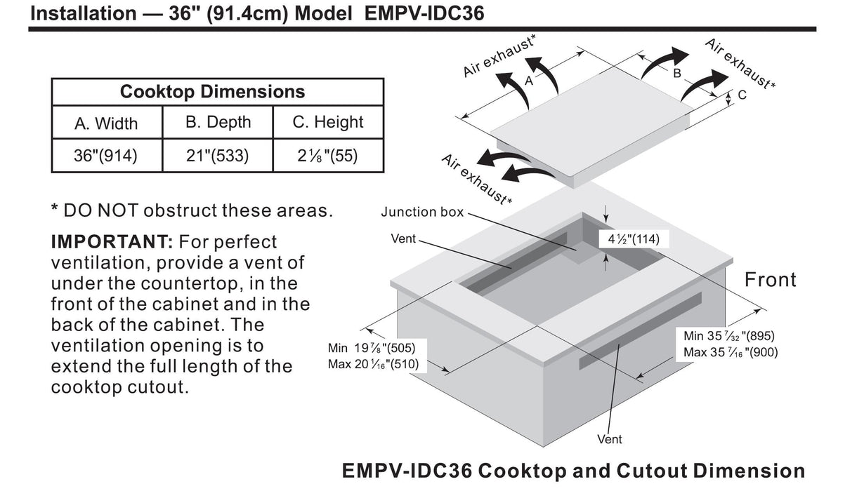 Empava 36 in. W x 21 in. D Induction Cooktop