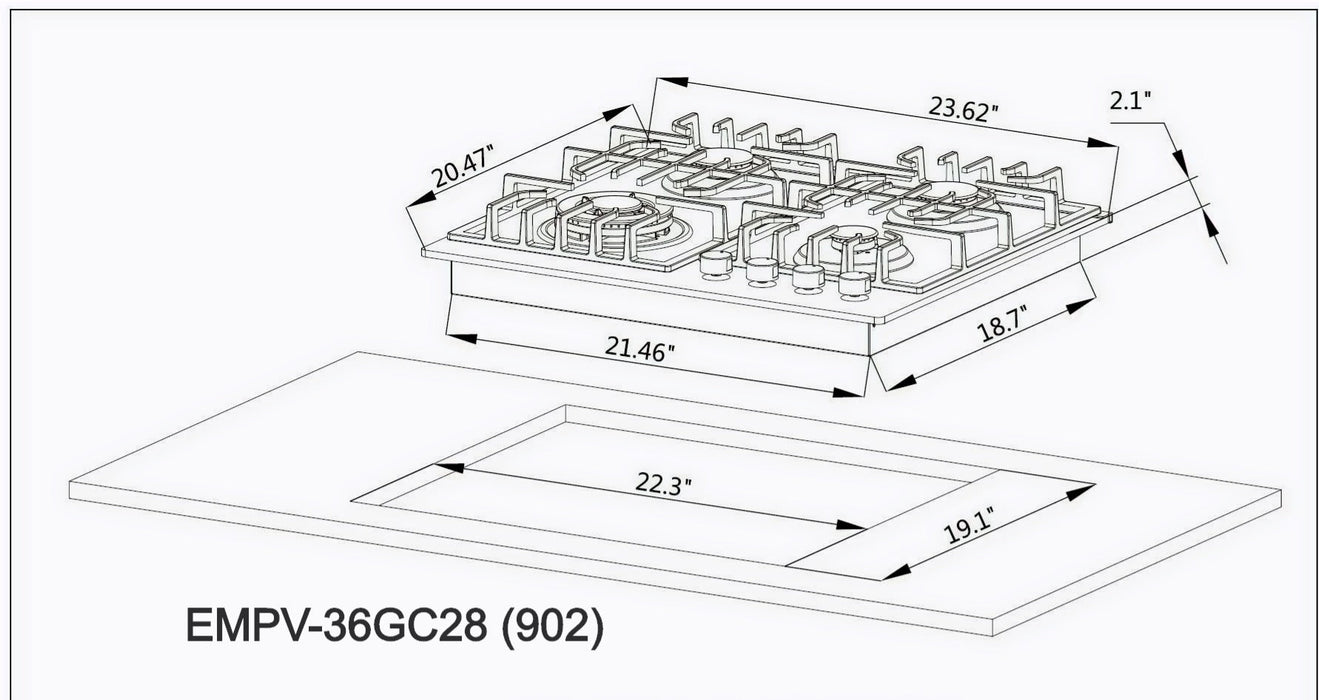 Empava 24 in. Built-in Gas Cooktops