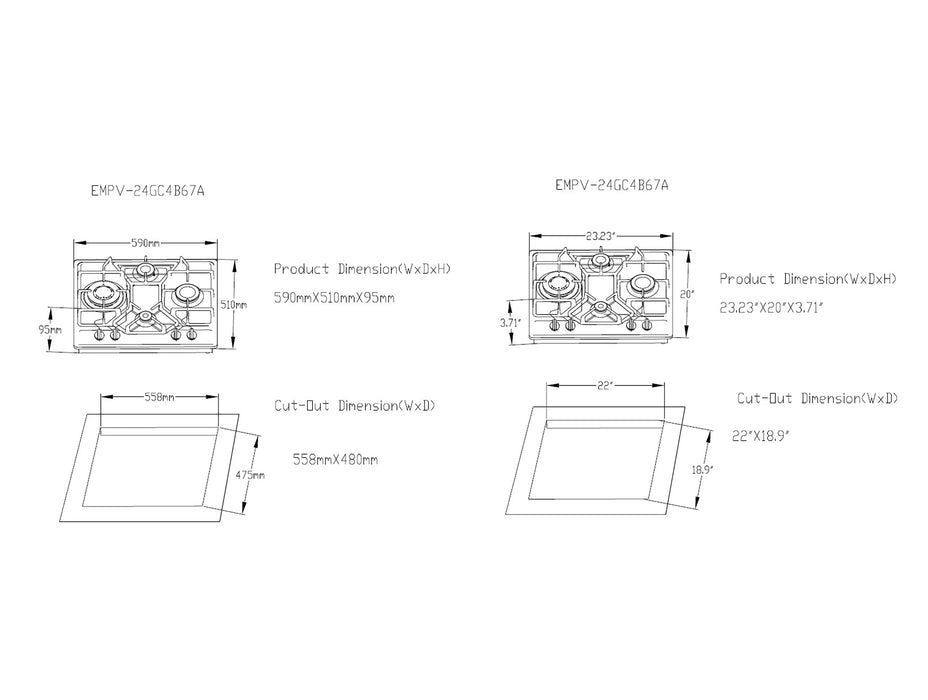 Empava 24 in. Built-in Gas Cooktops