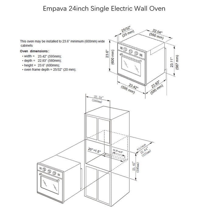 Empava 24 in. Electric Single Wall Oven