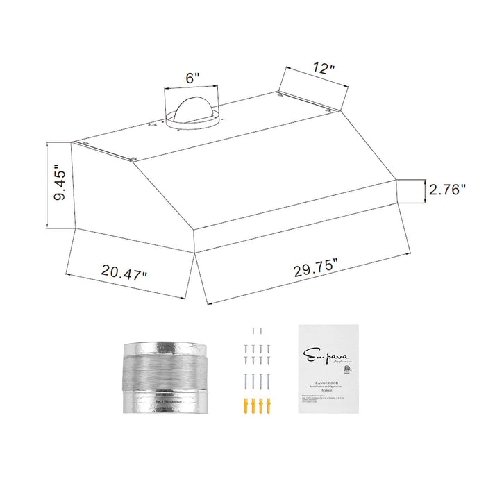 Empava 30 in. 400 CFM Ducted Under Cabinet Range Hood