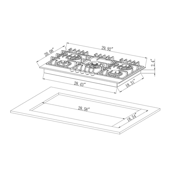 Empava 30 in. Built-in Gas Cooktops