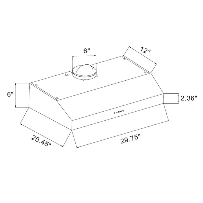 Empava 30 in. Kitchen 400 CFM Ultra Slim Ducted Under Cabinet Range Hood